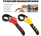 Llave de correa de 6/8 pulgadas, juego de llaves para filtro de aceite, llave de banda de goma, abrelatas, tubería de agua ajustable, herramienta de llave multifuncional