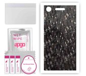 apgo Protective Skin Sticker for the back compatible with Sony Xperia XZ1, Wrap Film, Foil, Vinyl - Pattern Carbon Black Pixel