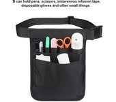 Riñonera de trabajo universal con bolsillos de nailon, organizador de cinturón deportivo, plegable, portátil, para guardar herramientas, bolsa de hombro, bolsa de almacenamiento de herramientas negro