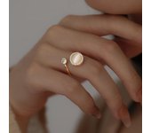 Anillo giratorio de moda para mujer, anillo con apertura de boda de circón de piedra lunar, regalo de joyería ajustable para niñas