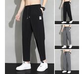 Pantalones deportivos para hombre, holgados, de seda helada, de secado rápido, con bolsillos laterales y pierna ancha, con cordón, cintura elástica, pantalones de chándal para correr suaves y transpirables XL