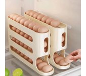 Estante rodante automático de 4 capas para huevos, caja para almacenamiento de huevos para nevera, contenedor, dispensador de huevos para refrigerador de cocina, organizador para nevera 1 pc blanco