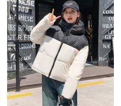 Parkas con capucha para mujer, chaquetas informales con cremallera y retazos, abrigos de invierno, parkas, otoño e invierno, 2024 M beige