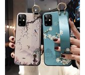 Funda para Samsung Galaxy S8 S9 S10 S20 FE plus A51 A10 A20 21s 30s A40 A50 A70 A71 Note 20 plus Funda con correa para la muñeca y soporte para teléfono Samsung A50 púrpura
