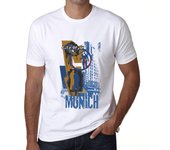 Camiseta Vintage Hombre Camiseta Gráfica Munich Lifestyle Blanco L blanco