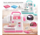 Máquina de coser eléctrica de doble hilo para niños, hecha a mano: Pequeño electrodoméstico de luz simulada para costura doméstica, juguete hecho a mano ideal para niñas. color rosa