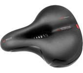 Sillín de bicicleta MAKUMINORS con cojín grueso y suave, soporte de absorción de impactos, sin dolor en el trasero, bicicleta de carretera, bicicleta de montaña, transpirable x (Negro rojo)