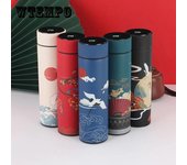 Frasco de vacío inteligente de estilo chino, taza de té portátil de separación de té masculina y femenina de acero inoxidable verde