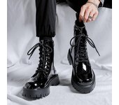 Botas Martin de terciopelo de caña alta, botas de ruibarbo con aumento de altura para invierno, zapatos retro versátiles para hombres 44306-J 38