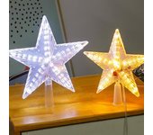 Adorno para árbol de Navidad con luz LED, estrella para árbol, impermeable, reutilizable, alto brillo, para Año Nuevo, vacaciones, hogar, oficina, decoraciones para interiores, árbol de Navidad S EU blanco