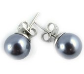 Les Trésors De Lily [L1584] - Pendientes 'Perla' grises - 8 mm gris