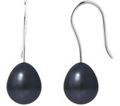 Pendientes - PERLINEA - Perlas Cultivadas Negras Auténticas 7-8 mm - Oro Blanco - Gancho