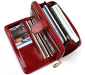 Carteras de cuero Pu para mujer, monederos a la moda con Cremallera larga, monedero para mujer, bolso largo para mujer con cremallera