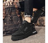 Moda para Hombres Suela Suave Parte Superior Media Otoño E Invierno Martin Botas Transpirables Estudiantes Zapatos De Trabajo Informales Protección Laboral Zapatillas Martin 39 negro