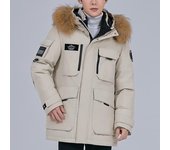 Chaqueta de plumón de invierno con cuello de piel auténtica para hombre, abrigo de plumón de pato blanco grueso y cálido con capucha Prakas, ropa de abrigo para hombre S negro