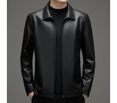 Chaqueta de cuero genuino para hombres en otoño e invierno, chaqueta de cuero de felpa, chaqueta casual de solapa para hombres, top de piel de oveja de papá 170