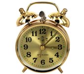 Reloj despertador mecánico dorado con forma de herradura, reloj de Metal Vintage con cuerda Manual, bonito