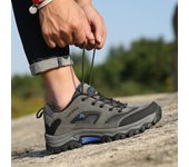 Zapatos de senderismo para exteriores antideslizantes de caña baja para hombre, de otoño e invierno, zapatos casuales de gran tamaño para caminar, zapatos de viaje transpirables, zapatos de senderismo 39 gris