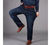 Pantalones vaqueros elásticos de talla grande para hombre, pantalones rectos holgados de cintura alta de mediana edad para hombre, pantalones elásticos extra corpulenta y largo 30