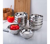 Vajilla de doble pared reutilizable aislada de acero inoxidable antideslizante Cocina de tazón plata