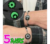Pulseras de sol y luna luminosas hechas a mano tejidas para mujeres, ajustables, de acero inoxidable, para niñas, hombres, parejas, amistad, joyería romántica para la muñeca 1pair
