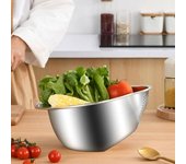 Cuenco colador de lavadora de arroz de acero inoxidable, cuenco de lavado de arroz de drenaje rápido, colador de tamiz de arroz, colador de frutas y verduras, herramientas de cocina plata