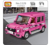 LOZ 1129 modelo de vehículo rosa todoterreno puerta de coche que se puede abrir Jeep Taxi Bus 3D DIY Mini bloques de construcción de juguete sin caja