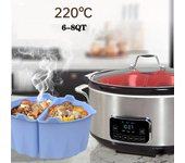 Revestimientos para ollas de cocción lenta compatibles con ollas de cocción lenta ovaladas CrockPot de 6 a 7 cuartos, separador de silicona reutilizable, a prueba de fugas, sin BPA, apto para lavavajillas negro