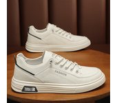 Zapatos de verano para hombre, zapatos blancos pequeños y transpirables, zapatos de cuero de caña baja de tendencia para hombre, zapatillas deportivas, zapatos casuales de tabla, zapatos de moda 39