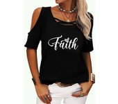 Camiseta a la moda con hombros descubiertos para mujer, camiseta de manga corta con cuello redondo, jersey informal para mujer, camiseta con estampado de letras S color rosa