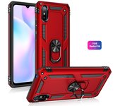 Funda magnética de metal para Xiaomi Redmi Note 9, 10, 9s, 8, 8T, 7 Pro, Poco X3, 10T, 9A, 7A, K40 Lite, con soporte para coche y anillo trasero. Poco X3 NFC rojo