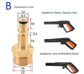 Adaptador de manguera para lavado de automóviles M22 apto para máquina de limpieza de alta presión AR Lavor One Size oro