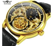 Reloj mecánico automático con diseño calado, resistente al agua, con fase lunar, informal, a la moda para hombre WINNER