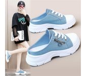 Zapatillas de lona ligeras y cómodas para mujer, zapatos de plataforma con cordones, informales, a la moda, para verano 35 azul