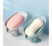 Jabonera con ventosa para ducha de baño, soporte portátil para jabón de hojas, bandeja de esponja de plástico para baño, accesorios de cocina verde