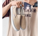 Zapatos de un solo pedal para hombre, transpirables, de verano, de lona negra de Beijing, zapatos blancos pequeños y versátiles para hombre, zapatos casuales para holgazanear, zapatos de tabla 35 blanco