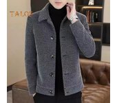 Abrigo de lana para hombre, chaqueta de manga larga con solapa y botonadura sencilla, diseño de botones de color liso, corte regular, ropa de abrigo de invierno M gris