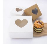 Caja de papel resistente y práctica para cupcakes, caja de embalaje para galletas, postres y donuts con ventana transparente, herramienta para hornear, 10 Uds. S blanco