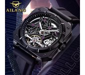 AILANG Nuevo cuadrado automático reloj mecánico relojes de hombre moda cinta esqueleto impermeable