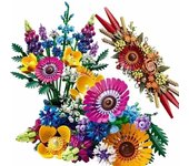 2024 NUEVO 10313 Ramo de flores silvestres Flores 10314 Centro de mesa de flores secas Bloque de ladrillo Juguete Planta Botánica Decoración del hogar Regalo Adulto