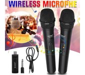 V10 USB 3,5mm 6,35mm micrófono inalámbrico megáfono micrófono de mano con receptor para Karaoke altavoz de voz negro