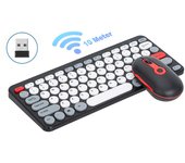 Combo de teclado y mouse inalámbricos 2.4G ergonómico compacto silencioso para computadora y computadora portátil negro