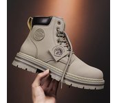 Botas Martin amarillas de moda para hombre: Zapatos altos con cordones, estilo retro, de siete agujeros y cuatro colores, con puntera gruesa pulida. 41