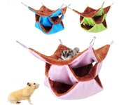 Hamaca de invierno de color sólido para mascotas, doble capa, de felpa gruesa, para hámster, chinchilla, conejillo de indias, hurón, saco de dormir, jaula para hámster S 20x20cm color rosa