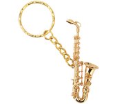 Lindo llavero con colgante de saxofón, portátil, divertido, de latón, en miniatura, instrumento musical de saxofón.
