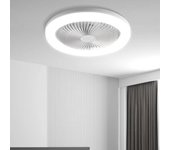 Lámpara de ventilador Comedor Sala de estar Dormitorio Modelo de techo silencioso Ventilador de techo Luz de tres velocidades de viento Hogar without remote control (white cover