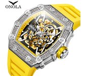 Reloj mecánico automático ONOLA ON3829D de silicona para hombre, resistente al agua y con mecanismo robótico.