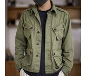 Chaqueta estilo trabajo de color liso con solapa y manga larga para hombre L verde