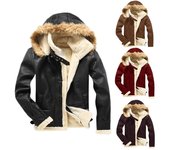 Chaqueta de piel integrada Chaqueta de piel térmica Abrigo de terciopelo de piel sintética para hombre S negro