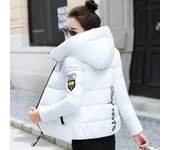 Chaqueta acolchada con capucha y cuello de piel corto Parka de algodón para mujer de invierno L rojo